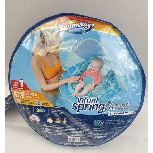 BABY SWIMWAYS INFANT SPRINGFLOAT SUN CANOPY 3-9 MONTHS 50+ UPF - Picture 7 of 7